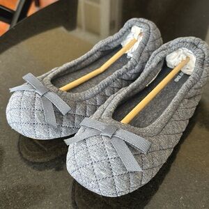 Lands End Ballet Slippers House Shoes”Radiant Navy Heather” Quilted NIP size 7/8